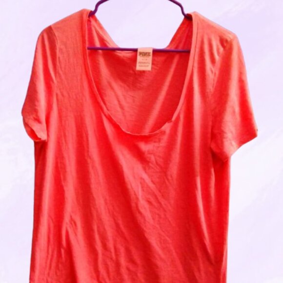 PINK Victoria's Secret basic light weight short sleeve t-shirt crew neck pink - Picture 1 of 7